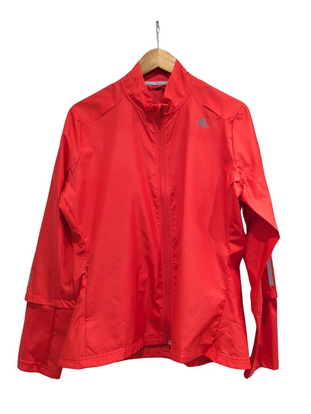Adidas Climalite Women’s Running Jacket Size L Coral Red Reflective - Picture 2 of 8